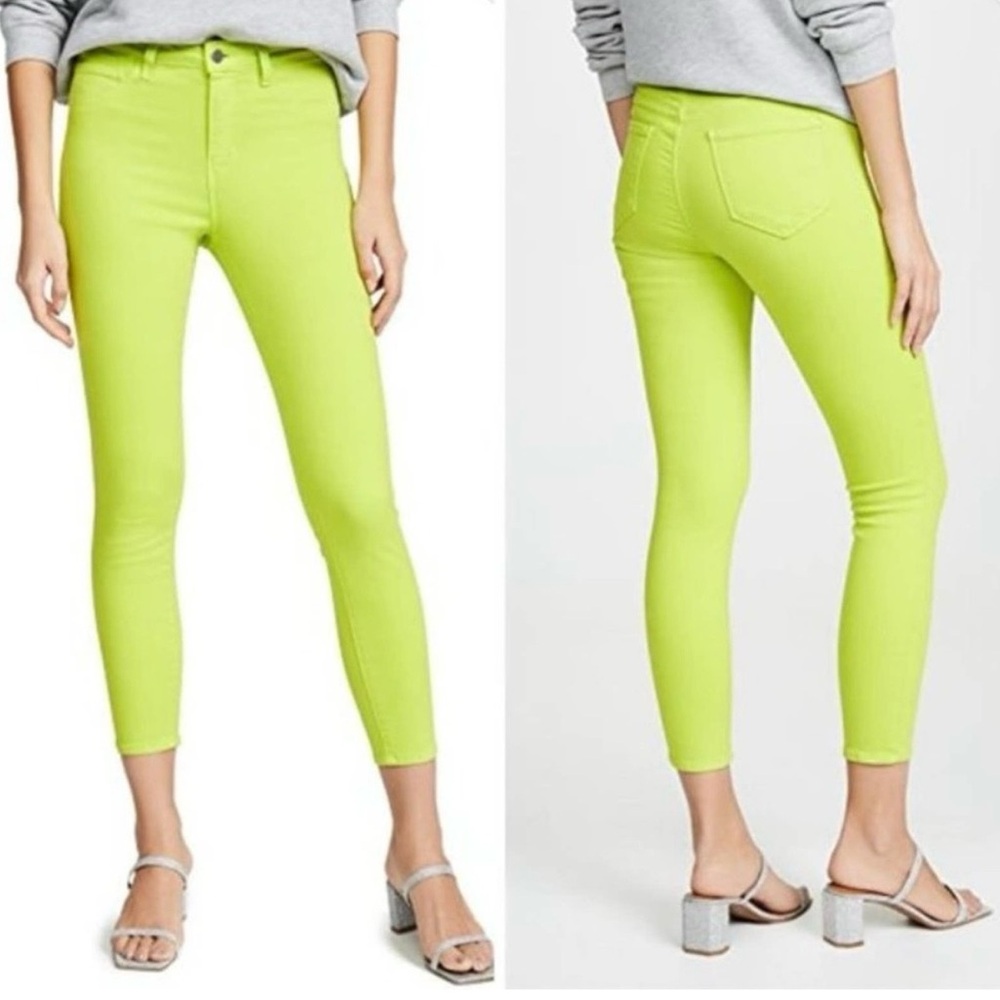 L'Agence Paris Margot High Rise Skinny Jeans Lime Green Stretch Size 25